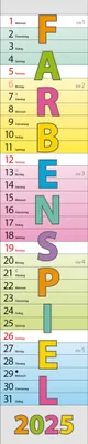 Produktbild von Kalender 2025 Deutsch Farbenspiel 11,5 x 57,5 cm mit Spiralbindung und Datumsschieber