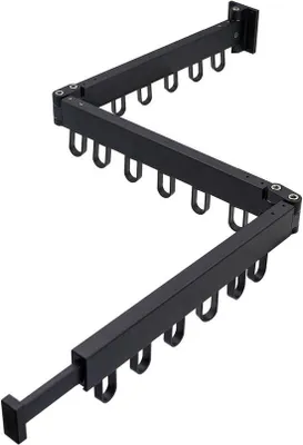 Produktbild von Wandmontierter Wäscheständer, 3-stufig, schwarz, klappbar