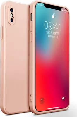 Image de coque iPhone X, coque en caoutchouc silicone liquide, résistante aux chocs et aux rayures pour iPhone X Rose