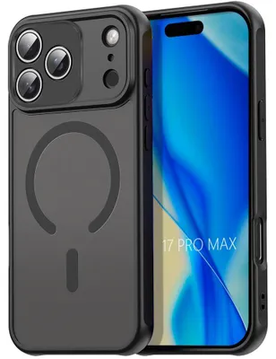 Image de Coque pour iPhone 17 Pro Max, avec Anneau Magnétique et Protection Caméra - Translucide Noir