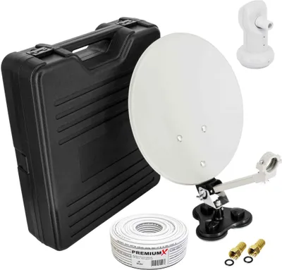 Produktbild von PremiumX Camping SAT Anlage Single LNB 10m Kabel 2x F-Stecker im Koffer