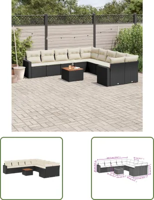 Produktbild von The Living Store 11-tlg. Garten-Sofagarnitur mit Kissen Schwarz Poly Rattan