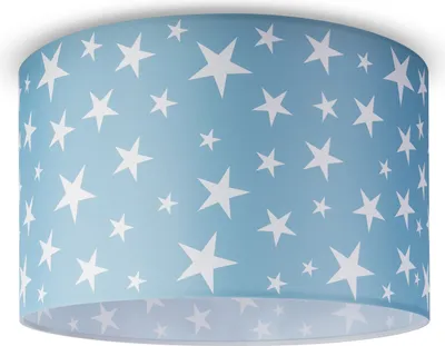 Produktbild von Deckenlampe Kinderzimmer Pendelleuchte Baby Lampenschirm Stoff Rund Sterne