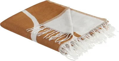 Produktbild von BELIANI Decke mit Fransen orange Polyester Acryl 130 x 170 cm dekoratives abstraktes doppelseitiges Muster