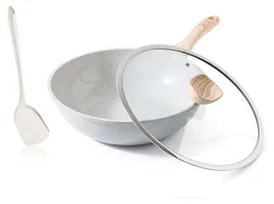 Obrázok produktu pre Keramická wok panvica s priemerom 30 cm, vrátane pokrievky a s nepriľnavým povrchom