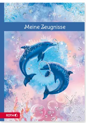 Produktbild von Zeugnismappe Delfine mit Glitzereffekt - mit 10 A4 Klarsichthüllen, dokumentenecht - Dokumentenmappe