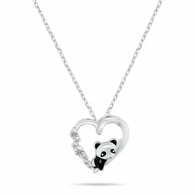 Immagine prodotto di Collana da donna in argento con cuore e panda NCL183W