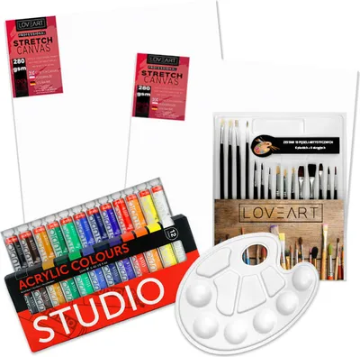 Produktbild von Malset - Acrylfarben, Leinwand, Pinsel, Palette