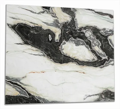 Produktbild von Wallario Herdabdeckplatte aus Glas, Größe 60 x 52 cm 2-teilig, Motiv Schwarz-Weiße Marmor-Optik