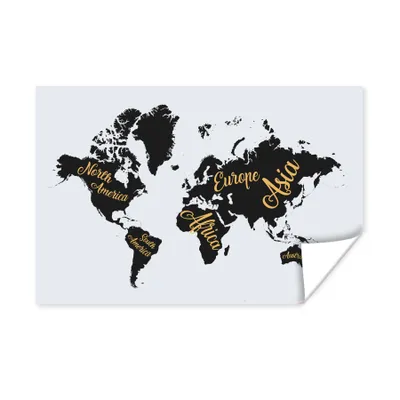 Obrázok produktu pre MuchoWow® Plagát - Mapa sveta - Písmená - zlaté - 30x20