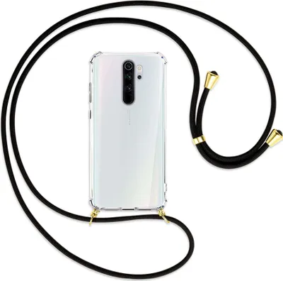 Produktbild von Handykette Backcover-Schutzhülle mit Band (Metall goldfarben) für Xiaomi Redmi Note 8 Pro - schwarz
