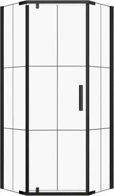 Produktbild von Kerra Duschkabine Metro 90 mit Sprossen-Dekor, schwarze Profile, transparent, mit KERRA PROTECT Schutzschicht