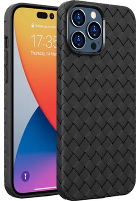 Produktbild von Mobigear Gewebtes Schutzhülle für iPhone 14 Pro aus TPU (flexibel) - Schwarz