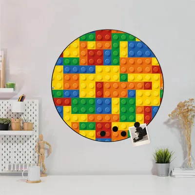 Produktbild von Design Stahlmagnettafel Schwarz Rund 47cm Bausteine