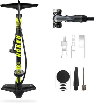 Produktbild von AARON Luftpumpe Sport One in Gelb Fahrrad-Stand-Pumpe für alle Ventile mit Manometer