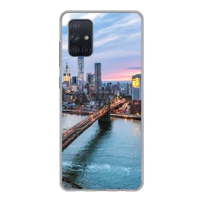 Produktbild von MuchoWow® Handyhülle Schutzhülle Hülle für Samsung Galaxy A51 New Yorker Skyline an der Brooklyn Bridge Silikon Softcase Handy Hülle - Schutzabdeckung