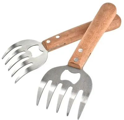 Zdjęcie produktu dla Dwie szczypce do grillowania ze stali nierdzewnej, widelec do grillowania, do grillowania, w naturalnym kolorze