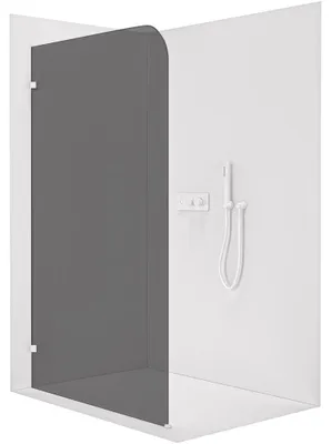Imagen del producto de Mampara de ducha Walk-in Orbis L/P - 8 mm - blanca mate, vidrio gris grafito - 70x200 cm