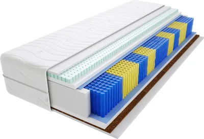 Produktbild von Matratze 145x195 cm Doppelmatratze, H3 & H4 Federkernmatratze, Taschenfederkernmatratze 20 cm Hoch Latex Kokosfaser Hypoallergene, HR-Schaum, Wendematratze mit Klimafaser, Gesteppter Bezug Salvo Multitaschen