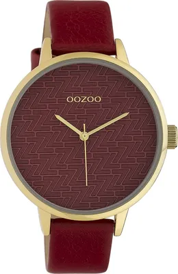 Produktbild von Oozoo Armbanduhr rot Leder Timepieces Damen Analog-Quarzuhr UOC10247