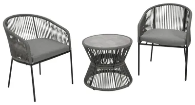 Produktbild von Sitzgruppe 3-teilig (2 Stühle, 1 Tisch) 172 x 67 x 56 cm Stahl Anthrazit