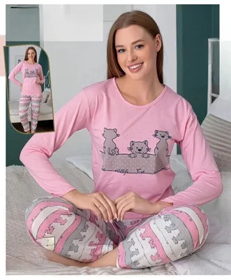 Obrázek produktu pro Dámské pyžamo pyžamo růžové XL dlouhé dvoudílné C-62