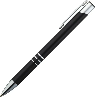 Produktbild von 10 Metall-Kugelschreiber / Schreibfarbe = Kugelschreiberfarbe / Farbe: schwarz