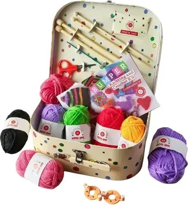 Produktbild von Buttonbag Strick- und Häkelset für Kinder - Kreativer Spielzeugkoffer
