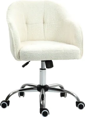 Produktbild von Homeoffice Stuhl. Ergonomisch Schreibtischstuhl mit Wippfunktion. Teddysamtoptik 56 x 61 x 86 cm Cremewei?