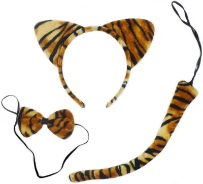 Productafbeelding van Kattenoren Set - Dierenkostuum Accessoires - Feestelijke Aankleding - Handgemaakt Design - Eenheidsmaat - Tijgerprint