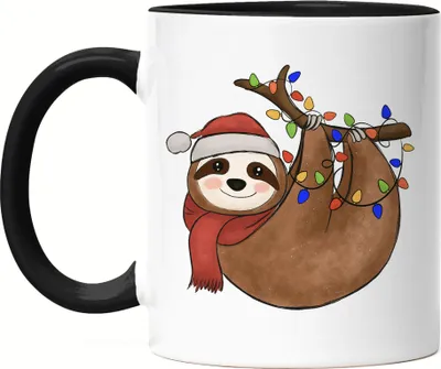 Produktbild von Weihnachts-Faultier Tasse Schwarz Geschenkidee Faultier-Fans Sloth Süßes Motiv für Weihnachten für Familie Freunde