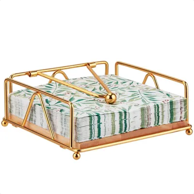 Image de Rond de serviette métal fonte avec bras lesté doré
