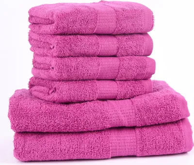 Produktbild von 6tlg Singleset Qualitätsfrottee 100% Baumwolle 500g/qm einfarbig Farbe pink