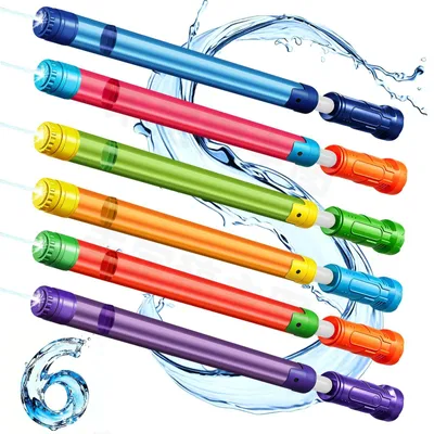 Produktbild von Wasserpistole Kinder 6 Stück Wasserspritzpistole Wasserpistolen Set Wasserspritze Kinder Spritzpistole Wasser mit Große Reichweite Wasserspielzeug für Pool