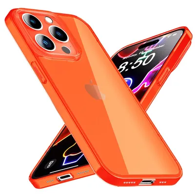 Zdjęcie produktu dla Neonowe etui do iPhone'a 14 Pro Max, półprzezroczyste kolorowe etui z TPU pomarańczowe