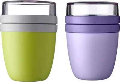 Produktbild von Mepal | Lunchpot Ellipse Mixed | Lemon Lime + Vivid Lilac | Müslibecher to go | Unterteilung für Joghurt & Müsli | 500 ml + 200 ml | Geeignet für Gefrierschrank, Mikrowelle & Spülmaschine