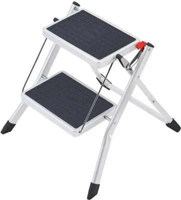 Immagine prodotto di Scala pieghevole Hailo Mini, 2 gradini in acciaio, scala a gradini, scala pieghevole, scala, bianco, 57,5 cm, 4310001