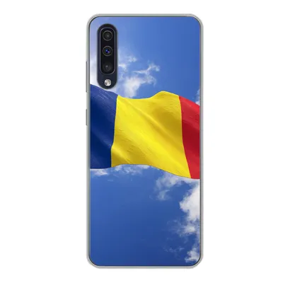 Produktbild von MuchoWow® Handyhülle Schutzhülle Hülle für Samsung Galaxy A50 Rumäniens Flagge weht am Himmel Silikon Softcase Handy Hülle - Mobiltelefonhülle