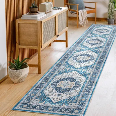 Produktbild von Omgoods – Vintage-Medaillon-Teppich – Waschbar, geeignet für Flur und Wohnzimmer