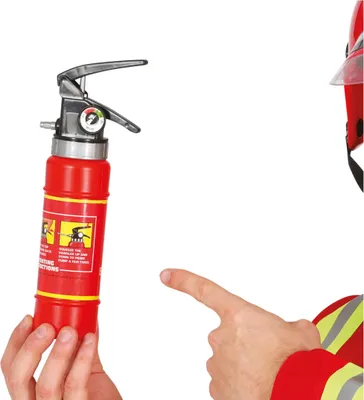 Image de Pompiers Extincteur à main Rouge Sécurité Ménage Voiture Bureau Utilisation Carnaval Décoration Requisite Exercice d'urgence Set Jouet Fausse Fête Événement, Couleur : Rouge