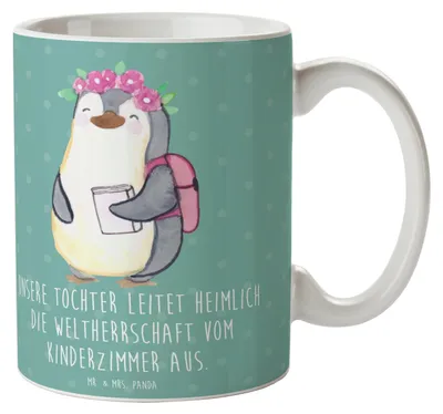 Produktbild von Mr. & Mrs. Panda Teetasse Tochter Weltherrschaft - Meeresbrise - Geschenk, Freude, kakaobecher, Tasse, Einfallsreichtum, Verwandte, Geschenktasse, Familienleben, Lächeln