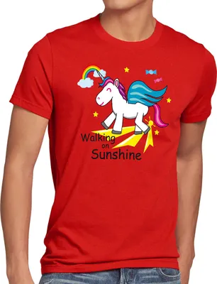 Produktbild von style3 Unicorn Walking on Sunshine Herren T-Shirt Einhorn