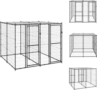 Produktbild von vidaXL Outdoor-Hundezwinger Stahl mit Überdachung 4,84 m² -  Hundezwinger & -ausläufe