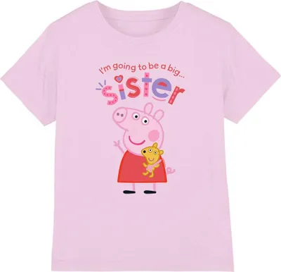 Imagen del producto de Camiseta para niños de Peppa Pig, diseño "Hermana Mayor", modelo TV15129 (tallas 152-158), color rosa claro