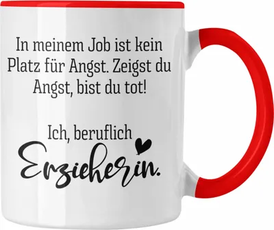 Produktbild von Trendation - Erzieherin Tasse Geschenk Abschiedsgeschenk zum Abschied Lustig Geschenke Kaffeetasse Kindergarten (Rot)