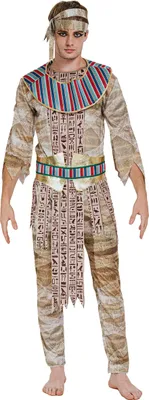 Immagine prodotto di Costume da mummia del faraone per uomo Costume di Halloween beige e colorato - L