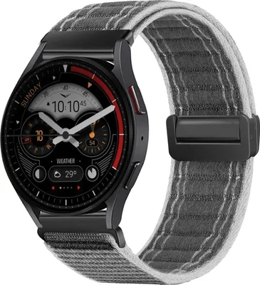 Produktbild von Smartwatch Armband für Samsung Galaxy Watch3 45mm Nylon Textil Band Ersatzband Wechselband Magnetverschluss flexibel atmungsaktiv Grau