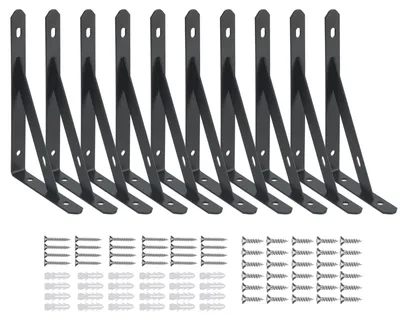 Immagine prodotto di Omgoods - Set di 10 supporti metallici neri per mensole da montare a parete
