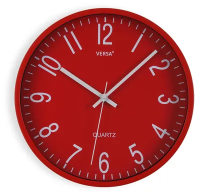 Wanduhr, 30 cm, rot, Polypropylen, Vintage-Stil, leise