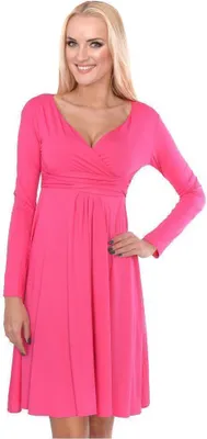 Produktbild von Damen Kleid A-Linie überlappender V-Ausschnitt ; Pink XS/S 34/36